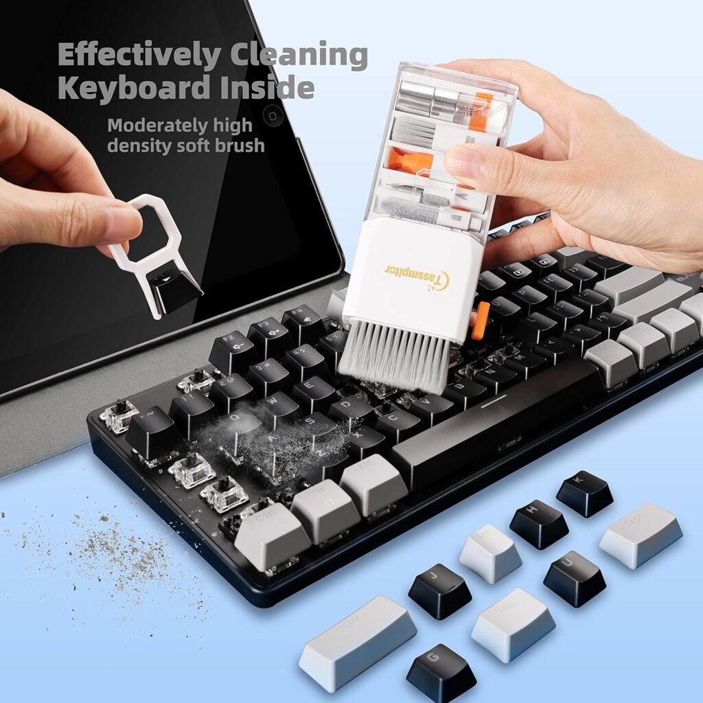 10-in-1 Laptop Keyboard Cleaner Cleaning Kit, Electronics Screen Cleaner Repair Tool with 3 in 1 Earbud Cleaner Pen, Camera Lens Pen, Suit for MacBook iPad, iPhone, Cell Phone, PC Monitor with Patent