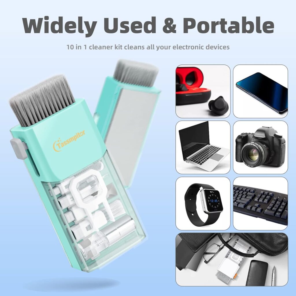 10-in-1 Laptop Keyboard Cleaner Cleaning Kit, Electronics Screen Cleaner Repair Tool with 3 in 1 Earbud Cleaner Pen, Camera Lens Pen, Suit for MacBook iPad, iPhone, Cell Phone, PC Monitor with Patent