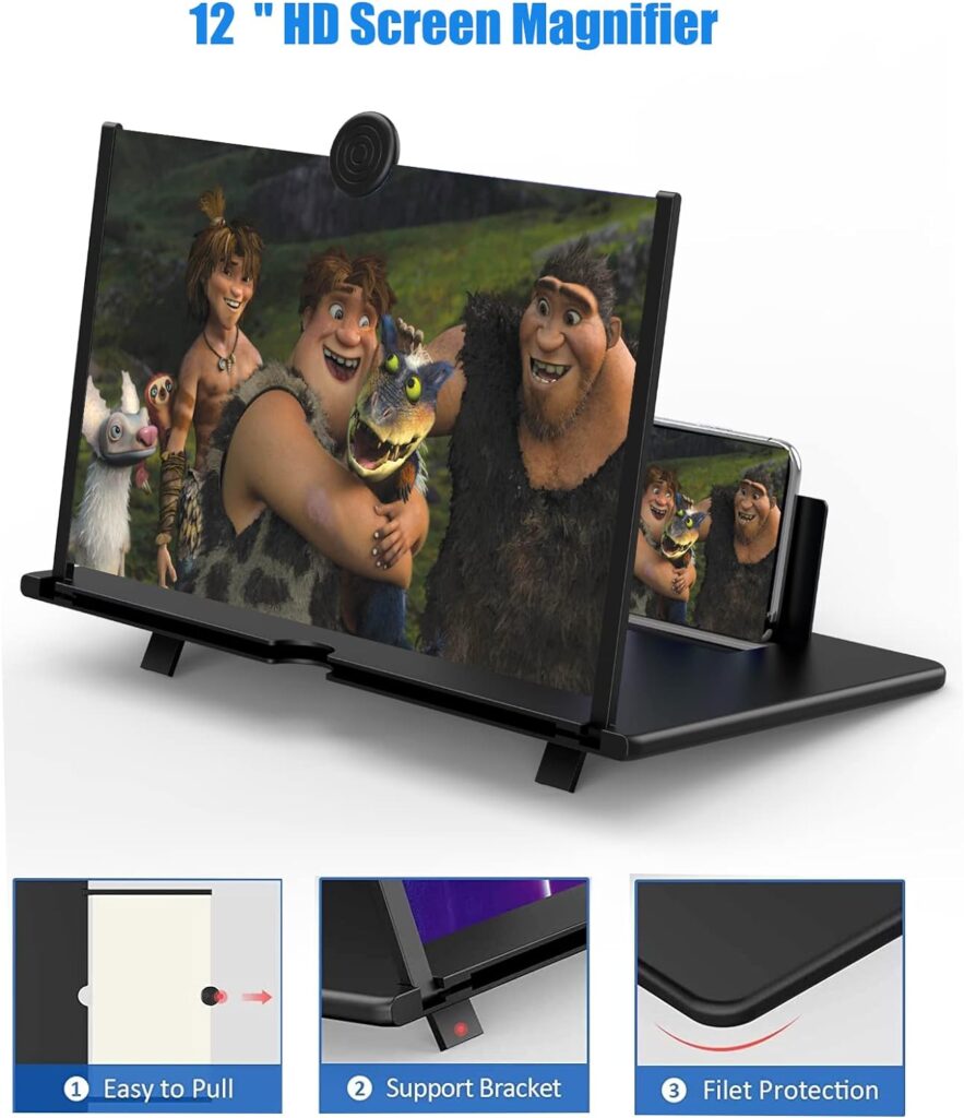 16 Screen Magnifier for Cell Phone - 3D HD Magnifying Projector Screen Enlarger Expanders for Movies, Videos and Gaming – Foldable Phone Stand with Screen Amplifier–Compatible with All Smartphones