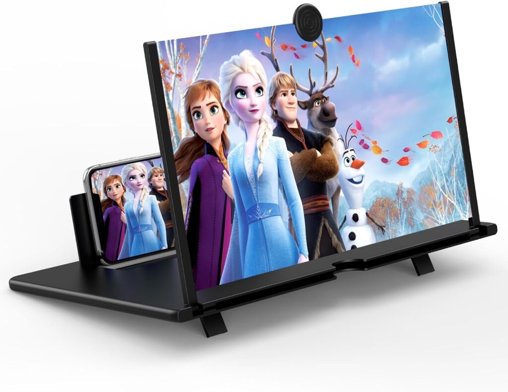 16 Screen Magnifier for Cell Phone - 3D HD Magnifying Projector Screen Enlarger Expanders for Movies, Videos and Gaming – Foldable Phone Stand with Screen Amplifier–Compatible with All Smartphones