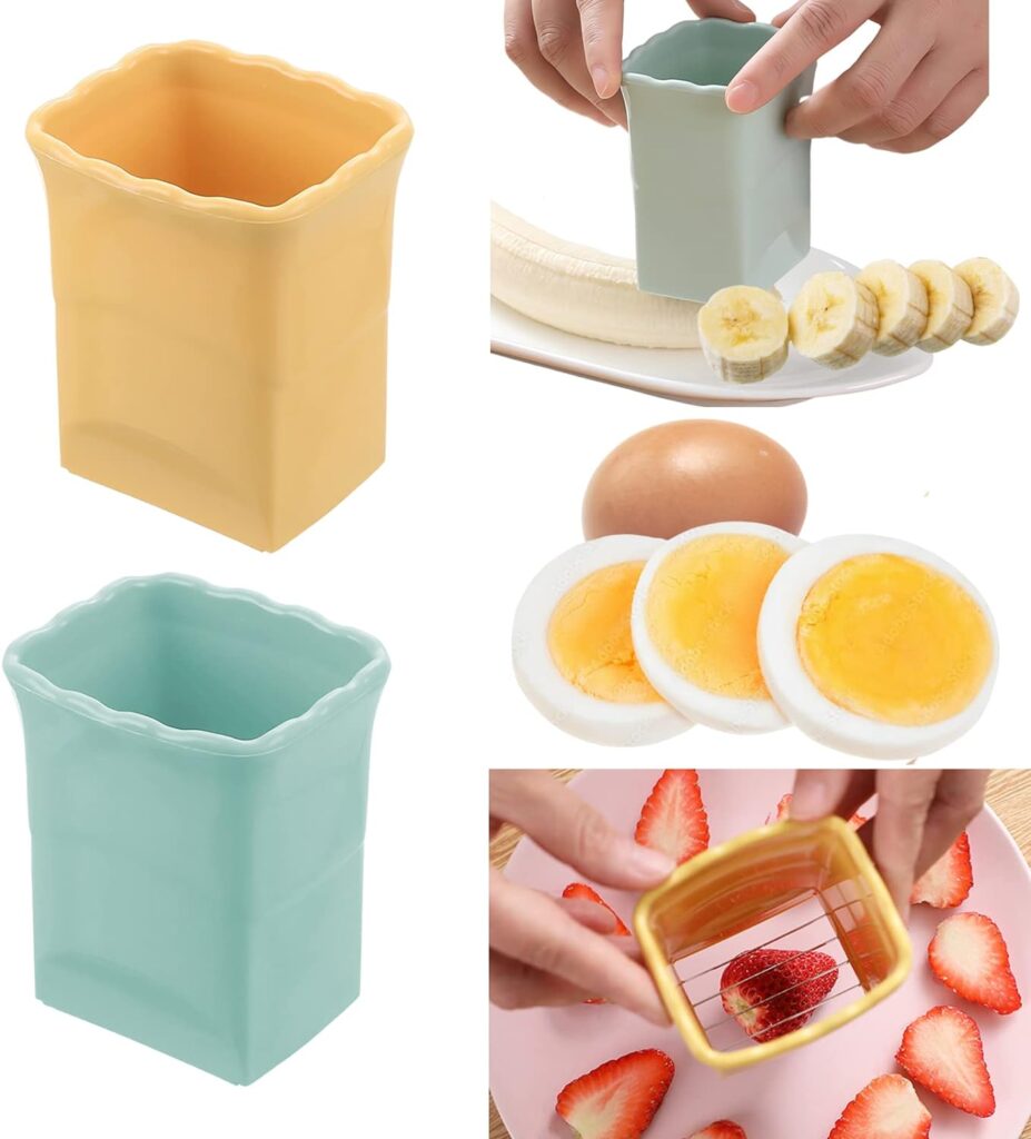 2 Pack Cup Slicers | Egg Slicers | banana slicers | Strawberry Cutter | Quickly Making Fruit Vegetable Salad | Creative Kitchen Gadget