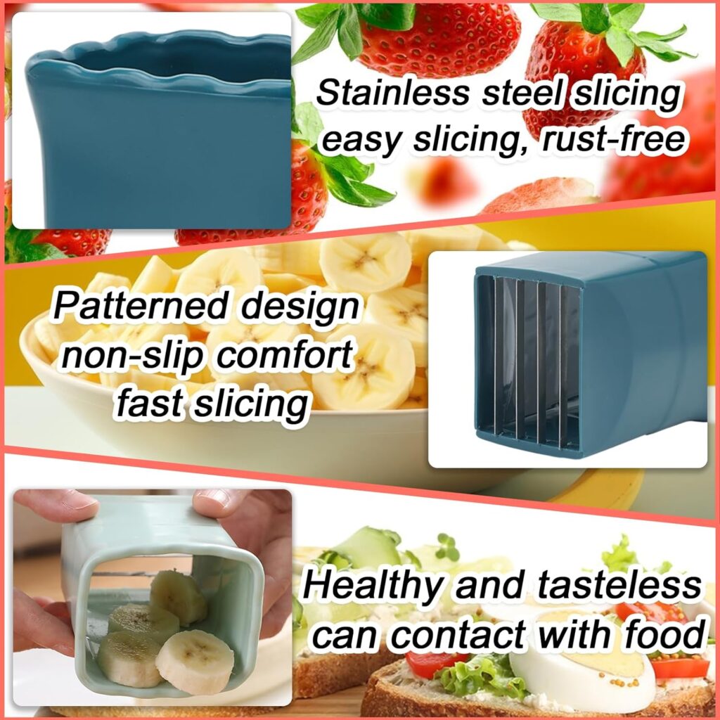 2 PCS Cup Slicer, Stainless Steel Egg Stainless, Strawberry Slicer, Mini Fruit Slicer Cup, Quickly Making Fruit Vegetable Salad, Creative Convenient Kitchen Gadget (Navy Blue + Cyan)