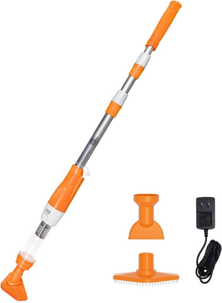 3 in 1 Cordless Rechargeable Pool Vacuum, Handheld Pool Cleaner Ideal for Spas, Hot Tubs and Small Pools for Sand and Debris Orange