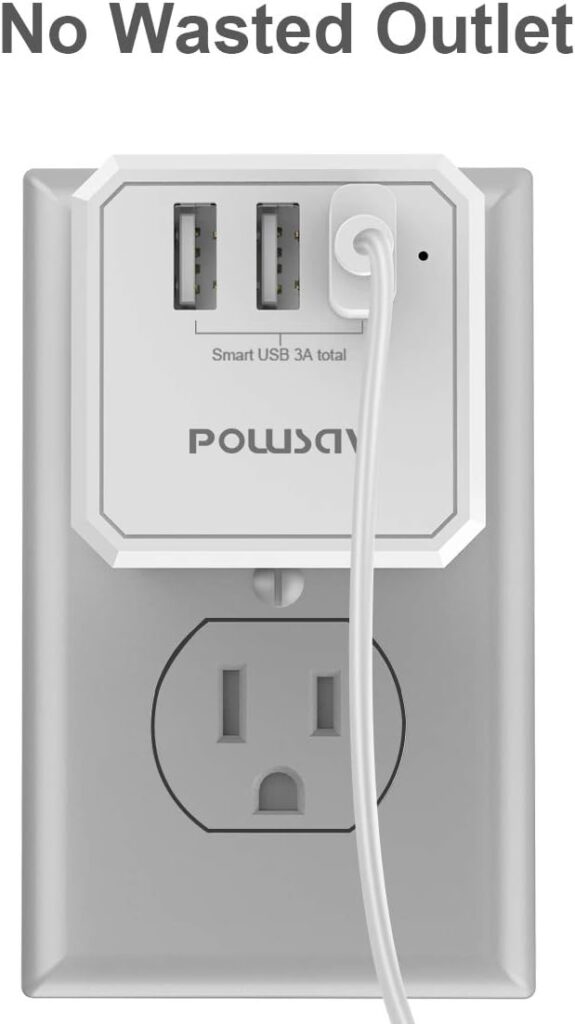 3-Outlet USB Wall Charger and Extender with 3-Way Splitter, ETL Listed - For Home, Office, Cruise Ship