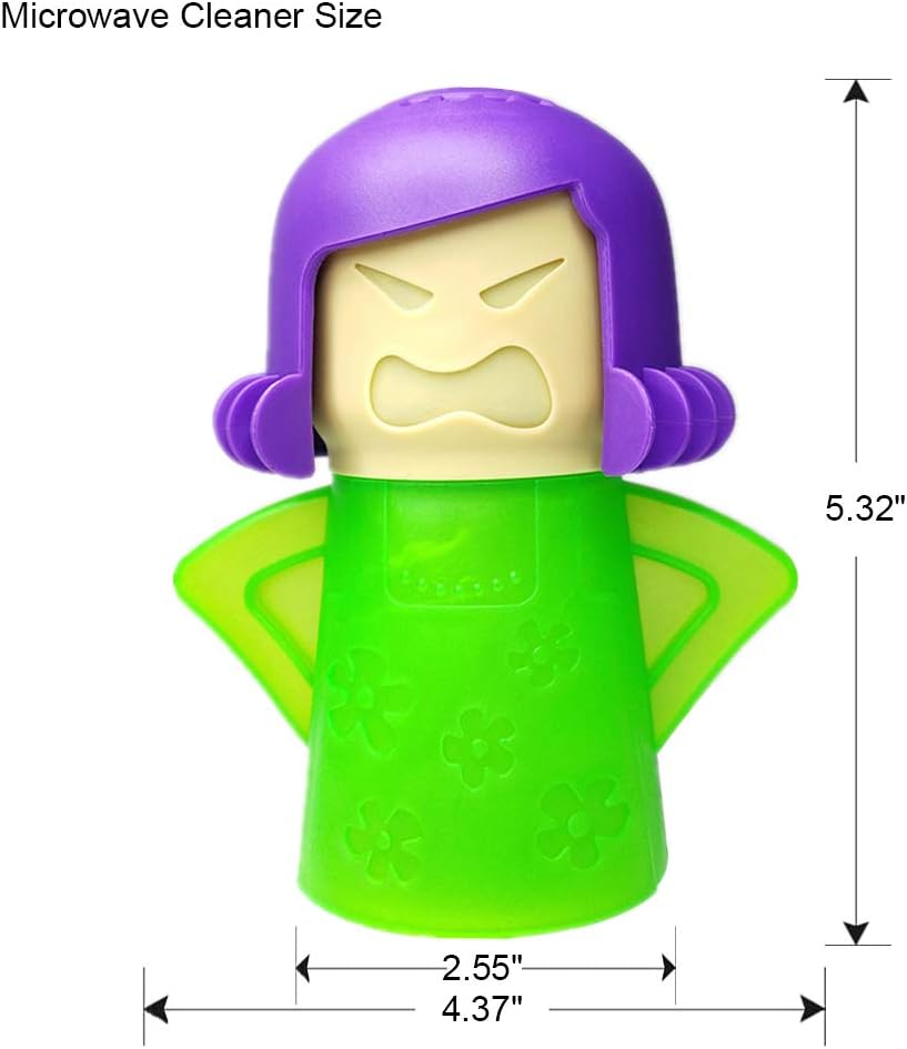 Angry Mom Microwave Cleaner, Mad Mama Microwave Steam Cleaner, Just Add Vinegar and Water, Easily Cleans the Crud in Minutes (Green)