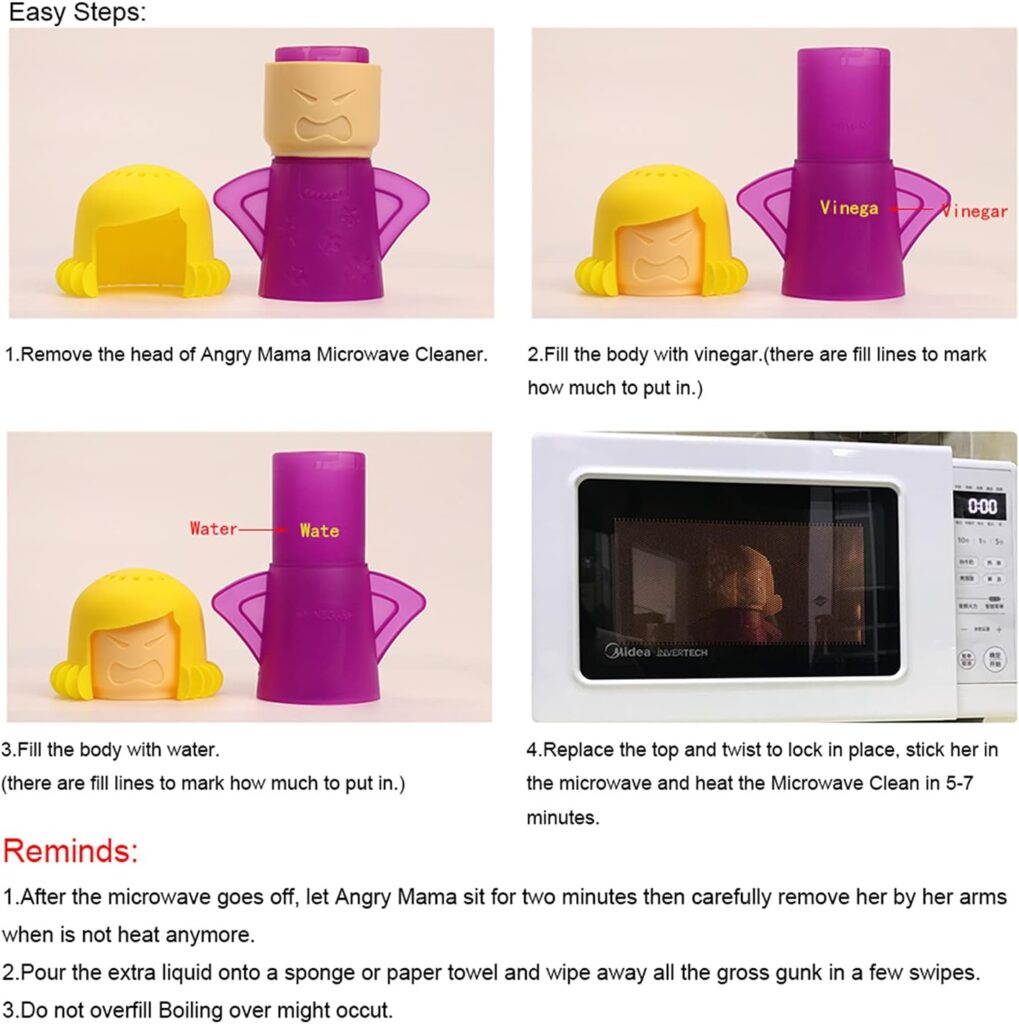 Asltw Angry Mama Microwave Oven Cleaner, Fast Action Steam Kitchen Gadget, Just Add Vinegar and Water (Blue)