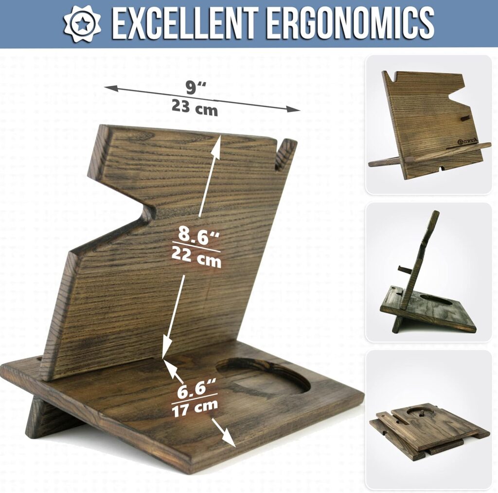 BARVA Wood Docking Station Farmhouse Decor Nightstand Organizer Phone Wallet Watch Stand Key Holder Charging Dock Desk Accessories Tech Gadgets Bedside Caddy Birthday Gifts for Men Side Table EDC Tray