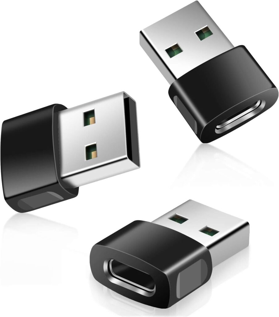 Basesailor USB to USB C Adapter 3 Pack,Zinc Alloy Type C Female to A Male Charger for iPhone 12 13 14 15 Pro Max SE,Airpods,iPad Air 5 4 Mini 6 8 9 10 Generation,Samsung Galaxy S22 S23 S24,Z Fold Flip