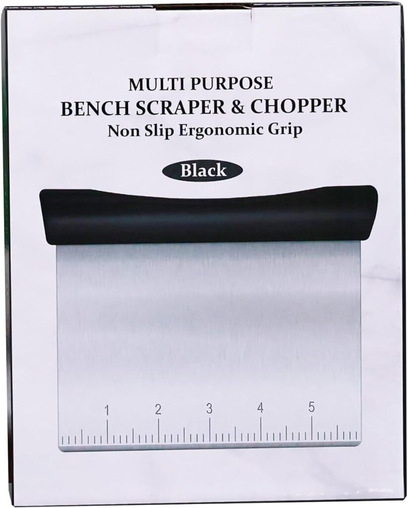 Bench Scraper, Stainless Steel Dough Scraper, Pastry Scraper, Pizza and Dough Cutter Multi-Purpose Scraper/Chopper, Pizza Cutter Food Chopper Baking Supplies Kitchen Gadgets, Black