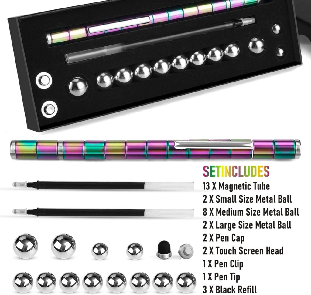 Black Fidget Pen Toy, Sensory Tool EDC Fidgeting Game for Adults, Cool Gadget Best for Stress and Anxiety Relief and Kill Time,Novelty Gifts for Teen and Adults