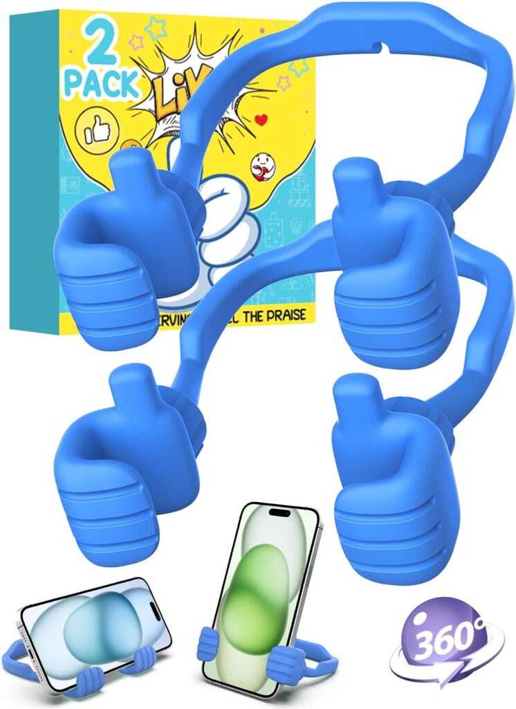 Cell Phone Stand Holder Thumbs Up Lazy Phone Stand - CALDEVER 2 PACK Valentines Day Gifts for Him Her Kids Phone Holder Cellphone iPhone Stand for Desk Birthday Gifts for Men Women Teens Boys Girls