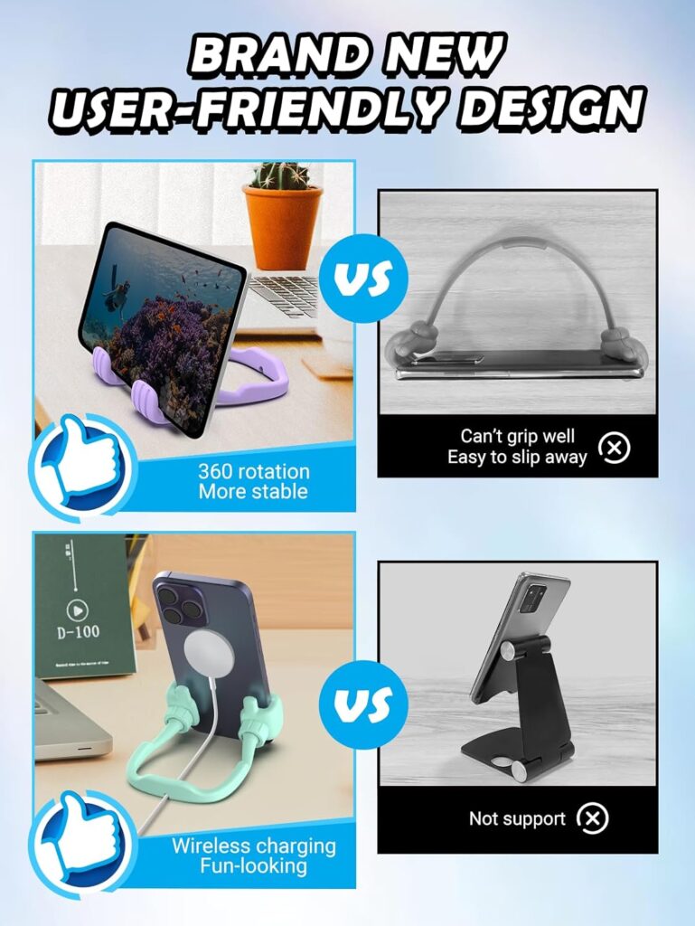 Cell Phone Stand Holder Thumbs Up Lazy Phone Stand - CALDEVER 2 PACK Valentines Day Gifts for Him Her Kids Phone Holder Cellphone iPhone Stand for Desk Birthday Gifts for Men Women Teens Boys Girls