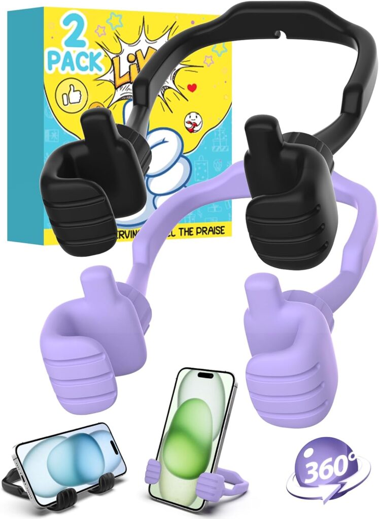 Cell Phone Stand Holder Thumbs Up Lazy Phone Stand - CALDEVER 2 PACK Valentines Day Gifts for Him Her Kids Phone Holder Cellphone iPhone Stand for Desk Birthday Gifts for Men Women Teens Boys Girls