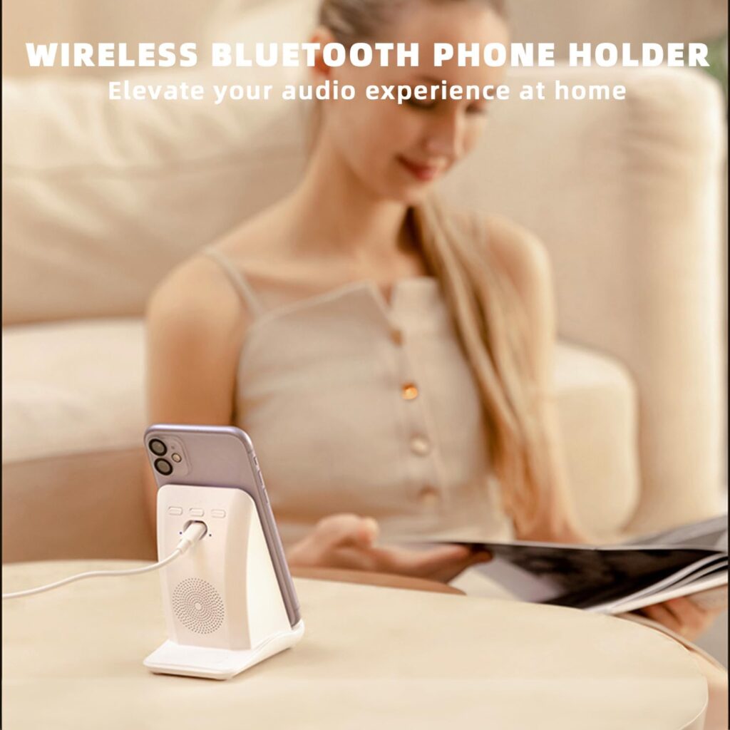 Cell Phone Stand with Wireless Bluetooth Speaker,15W Wireless Charging with Sailboat Design,Tech Unique Gift for Men WomenHim Her Dad Husband Boyfriend