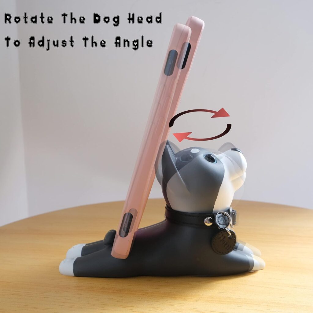 Cute Cell Phone Holder Stand for Desk, iPhone Mount for Office Tablet Accessories Gifts, Cool Desktop Decor Gadgets to Support Your Cellphone for Men Women Boys Girls - Kawaii Black Cat
