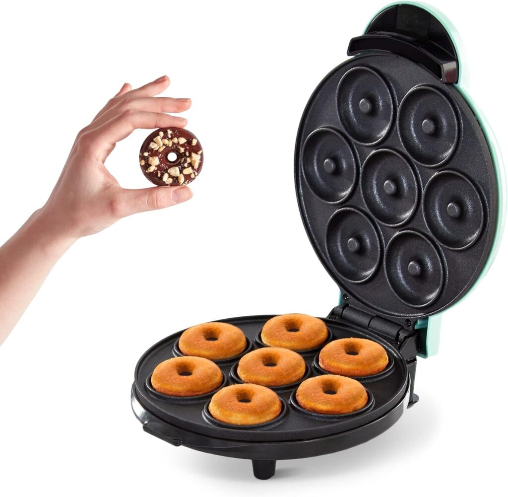 DASH Mini Donut Maker Machine for Kid-Friendly Breakfast, Snacks, Desserts  More with Non-stick Surface, Makes 7 Doughnuts - Aqua