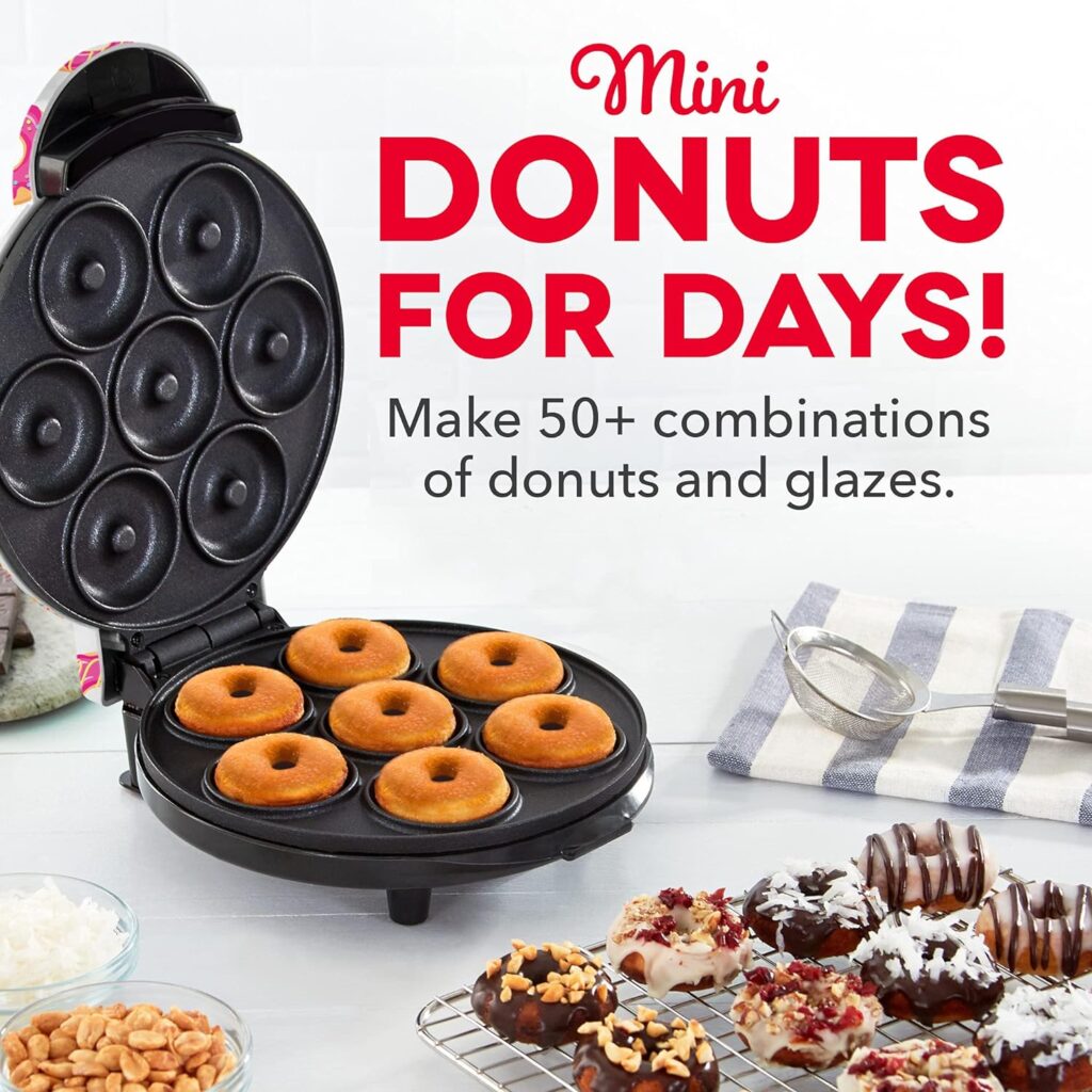 DASH Mini Donut Maker Machine for Kid-Friendly Breakfast, Snacks, Desserts  More with Non-stick Surface, Makes 7 Doughnuts - Aqua