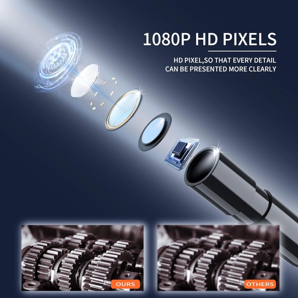 Daxiongmao Borescope, Endoscope Camera with Light, IP67 Waterproof Endoscope, 1080P HD Inspection Camera, Borescope Camera with Light, Snake Camera, 16.5ft Endoscope Camera, Gadgets for Men (4.3”)
