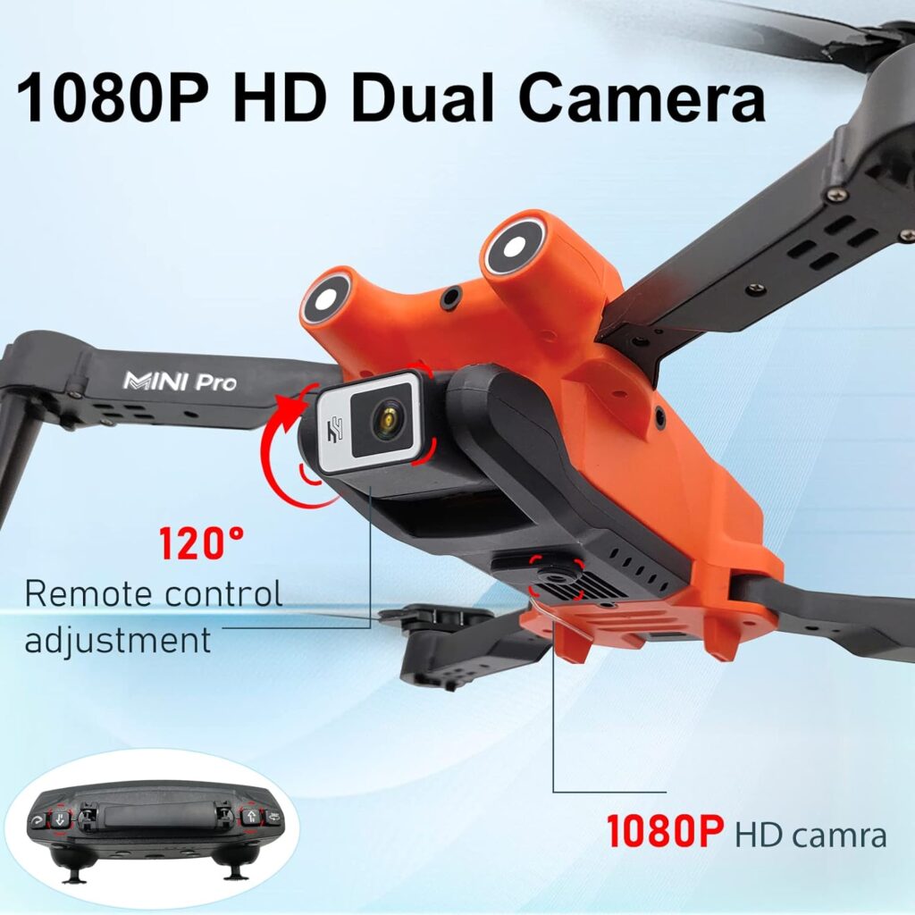 Drone with Dual Camera for Adults Kids, 1080P HD FPV Camera Drones with Carrying Case, Foldable RC Quadcopter Toy Gift for Boys Girls, 2 Batteries,Gravity Control,3 Speeds