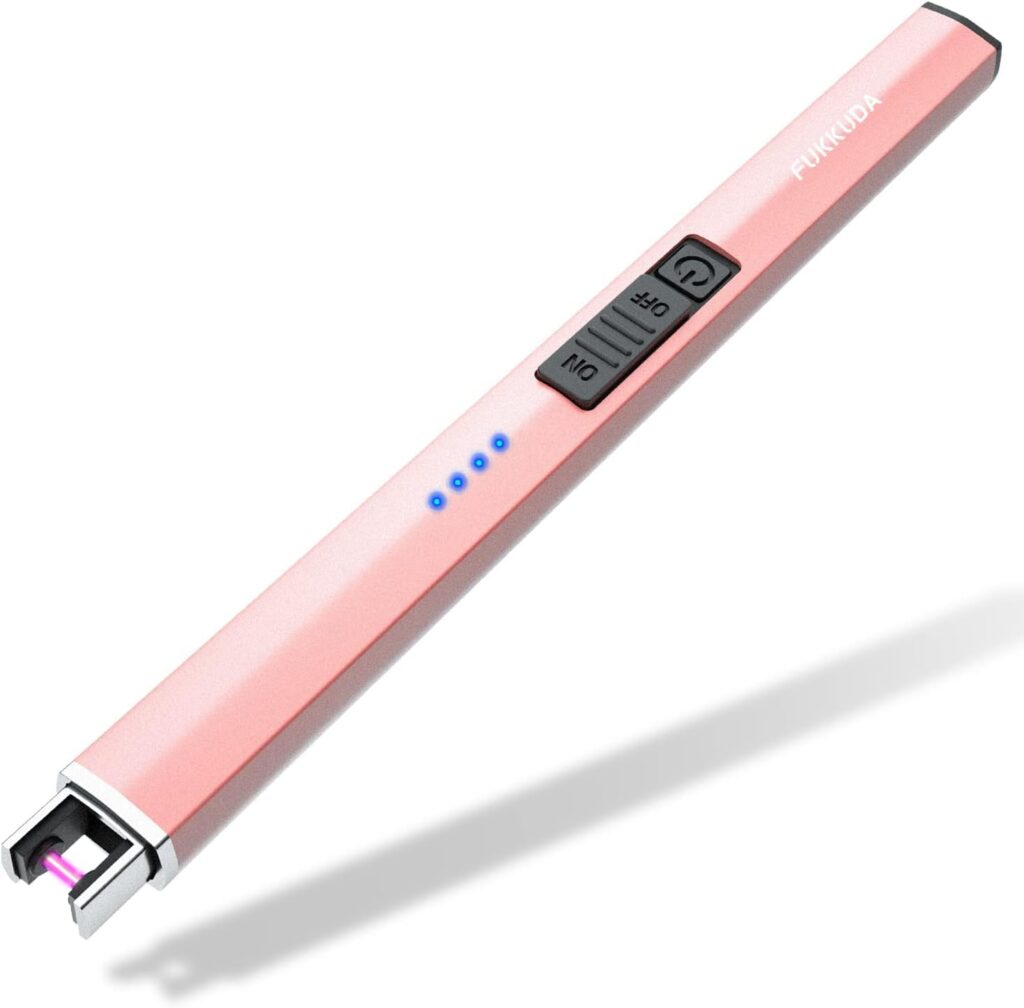 Electric Candle Lighter Plasma Arc Lighters Windproof  Flameless with USB Rechargeable Battery Double Safety Switch (Rose Gold)