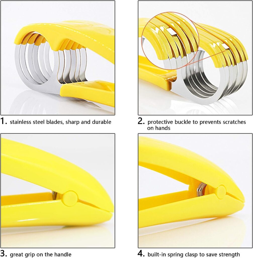 FireKylin Banana Slicer,ABS + Stainless Steel Fruit and Vegetable Salad Peeler Cutter Kitchen Tools For Banana,Strawberry,Grape（1 pcs）