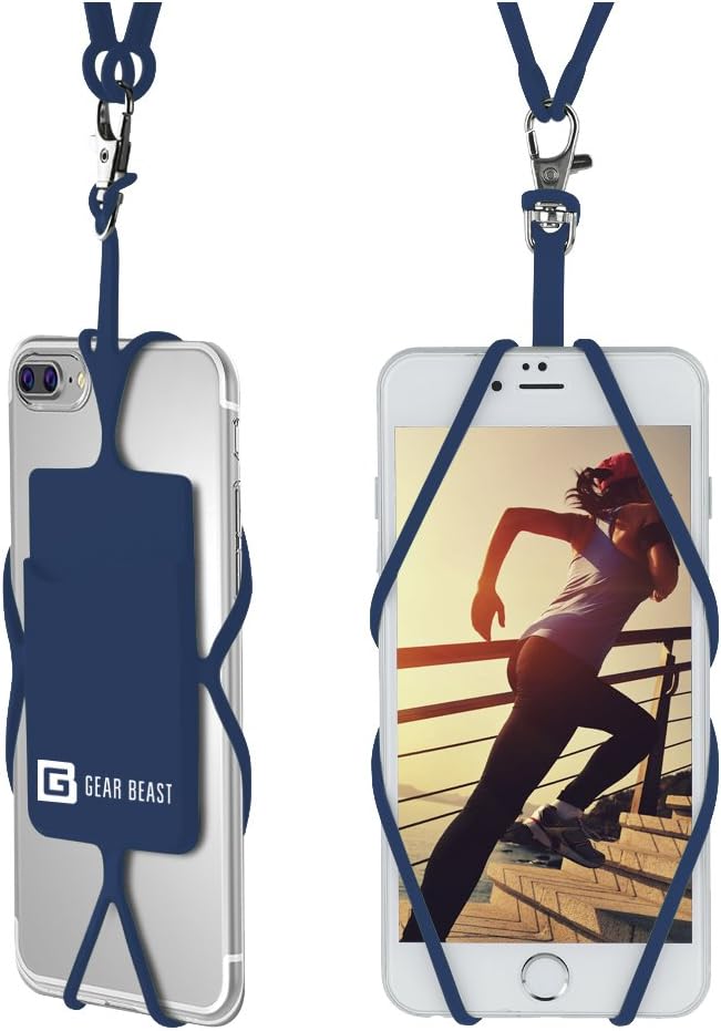 Gear Beast Cell Phone Lanyard - Universal Neck Phone Holder w/Card Pocket and Silicone Neck Strap - Compatible with Most Smartphones, Arcadia