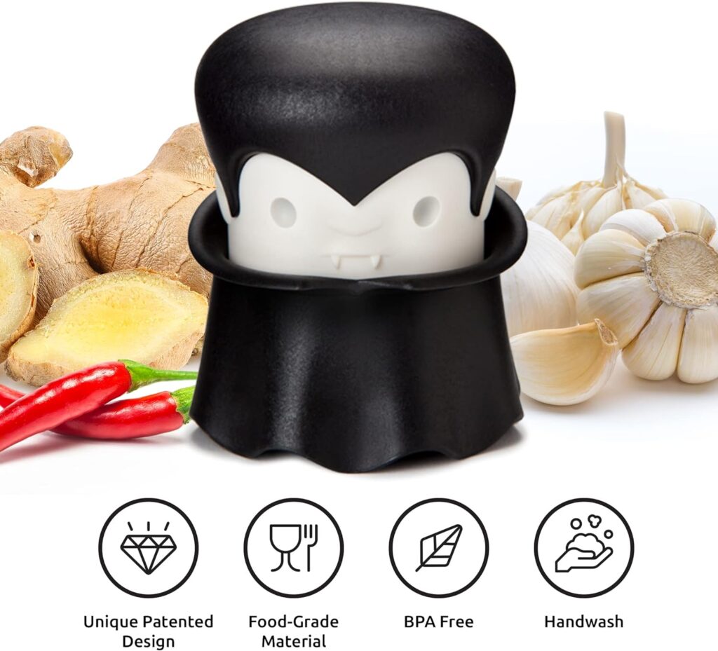 Gracula Garlic Crusher by OTOTO - Vampire Garlic Mincer, Works on Herbs, Ginger, Nuts, Chili - Garlic Grinder, Funny Kitchen Gadgets Cooking Gifts Cool Gadgets 2024 Funny Kitchen Gifts Garlic Chopper