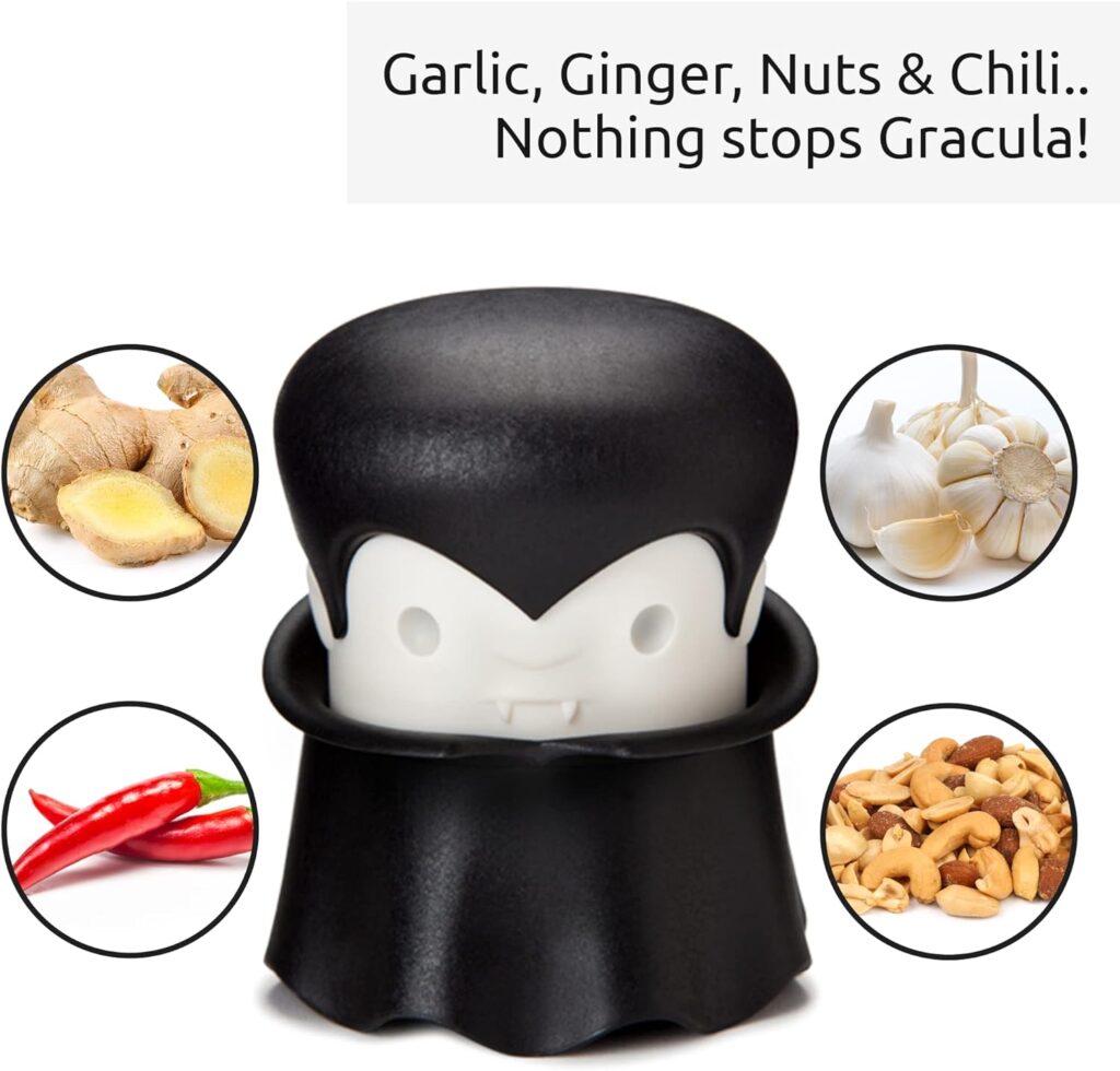 Gracula Garlic Crusher by OTOTO - Vampire Garlic Mincer, Works on Herbs, Ginger, Nuts, Chili - Garlic Grinder, Funny Kitchen Gadgets Cooking Gifts Cool Gadgets 2024 Funny Kitchen Gifts Garlic Chopper