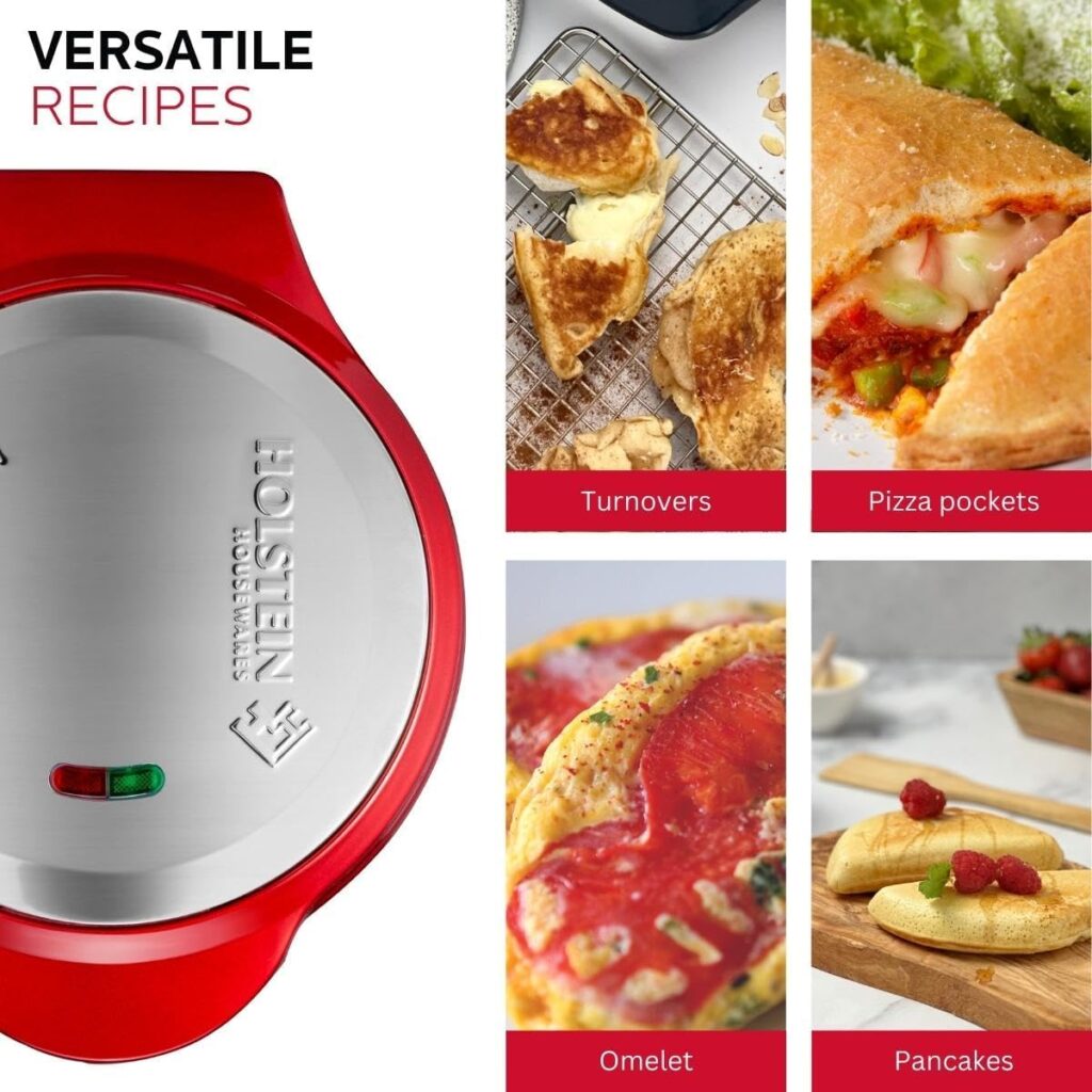 Holstein Housewares - Non-Stick Omelet  Frittata Maker, Stainless Steel - Makes 2 Individual Portions Quick  Easy (2 Section, Black)
