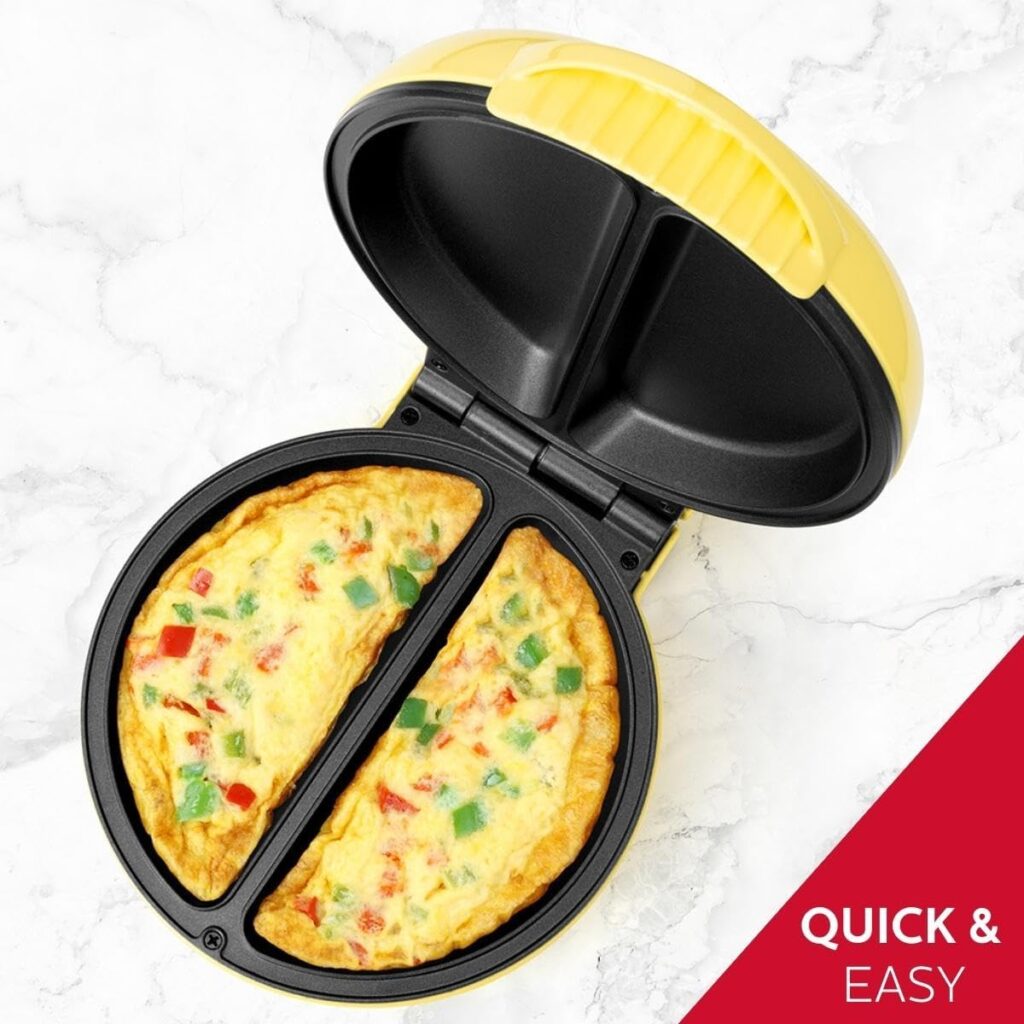 Holstein Housewares - Non-Stick Omelet  Frittata Maker, Stainless Steel - Makes 2 Individual Portions Quick  Easy (2 Section, Black)