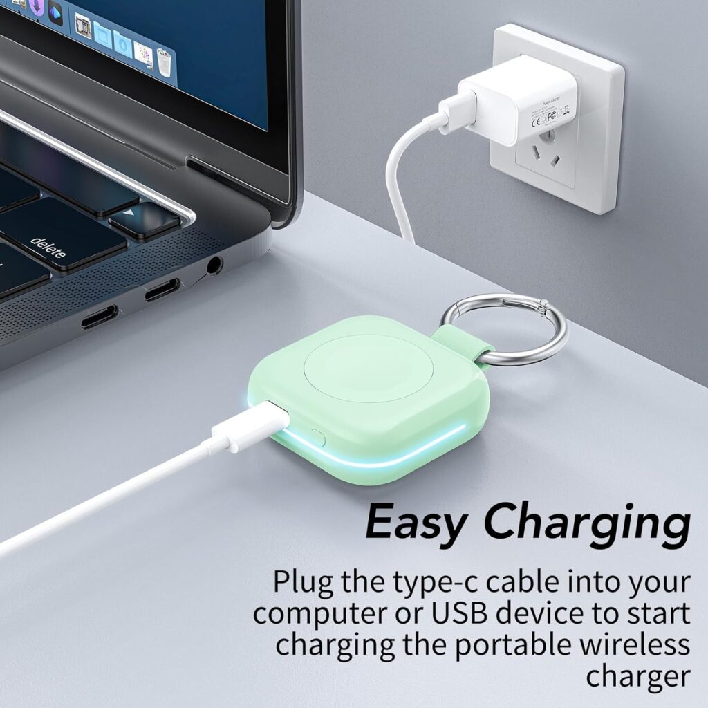 HUOTO Portable Wireless Charger for Apple Watch Accessories,for Apple Watch Series 9/8/UItra 2/UItra/7/6/5/4/3/2/SE,Compact Magnetic iWatch Charger 1200mAh Power Bank Keychain Travel Style Gift