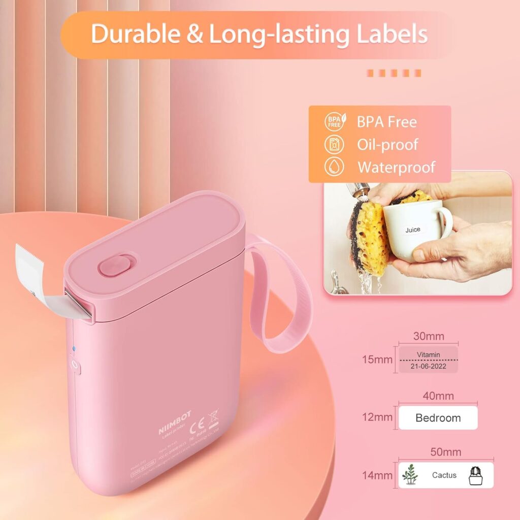 JADENS D110 Label Maker Machine with Tape, Portable Bluetooth Label Printer for Storage, Office, Home, Organizing, Sticker Maker Mini Label Maker with Multiple Templates, White