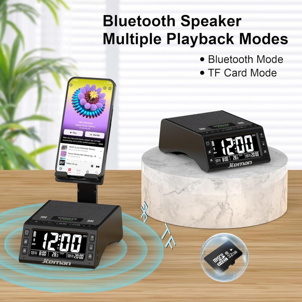 JTEMAN Gifts for Men Women,Cell Phone Stand with Wireless Bluetooth Speaker,Adjustable Cool Tech Kitchen Gadgets,Unique Birthday Gifts for Men,Women