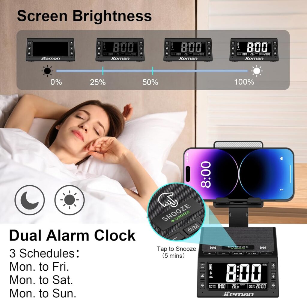 JTEMAN Gifts for Men Women,Cell Phone Stand with Wireless Bluetooth Speaker,Adjustable Cool Tech Kitchen Gadgets,Unique Birthday Gifts for Men,Women
