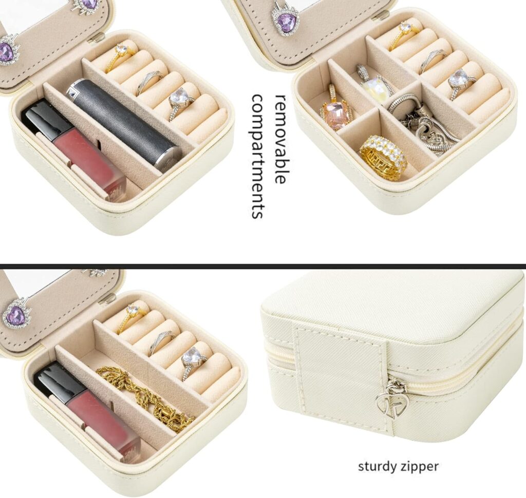 KElofoN Travel jewelry case Travel jewelry box Travel Jewelry Organizer Small Jewelry Organizer Box for Girls Women with Mirror(Grey)