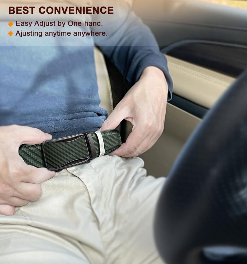 KEMISANT Mens Ratchet Belt 2 Units,Sliding Belt For Gift Mens Dress Casual 1 3/8,Size Adjustable