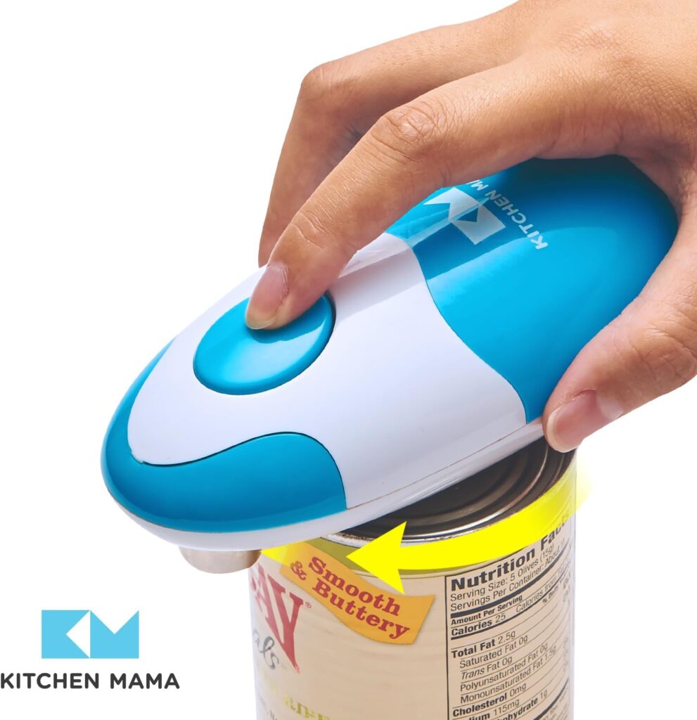 Kitchen Mama Auto Electric Can Opener: Open Your Cans with A Simple Press of Button - Automatic, Hands Free, Smooth Edge, Food-Safe, Battery Operated, YES YOU CAN (Red)