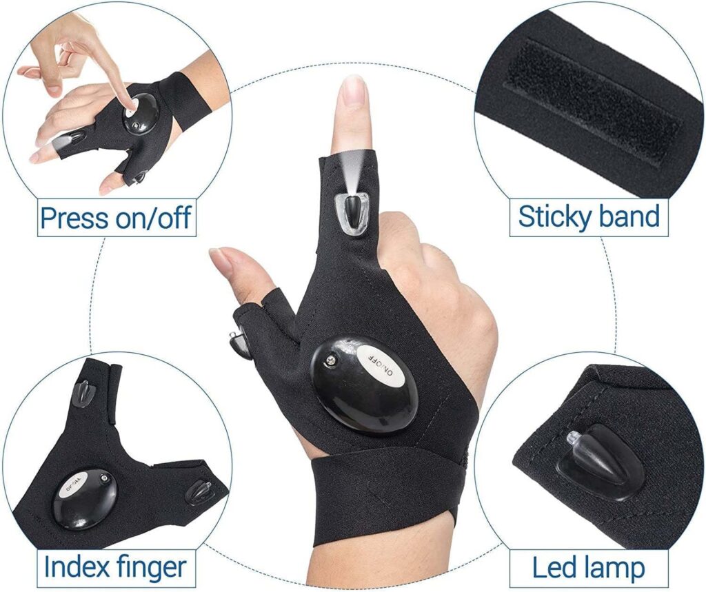 LED Flashlight Gloves Cool Gadgets for Men Camping Gear Tech Gadgets Birthday Gifts for Someone Who Has Everything Coolest Camping Gadgets