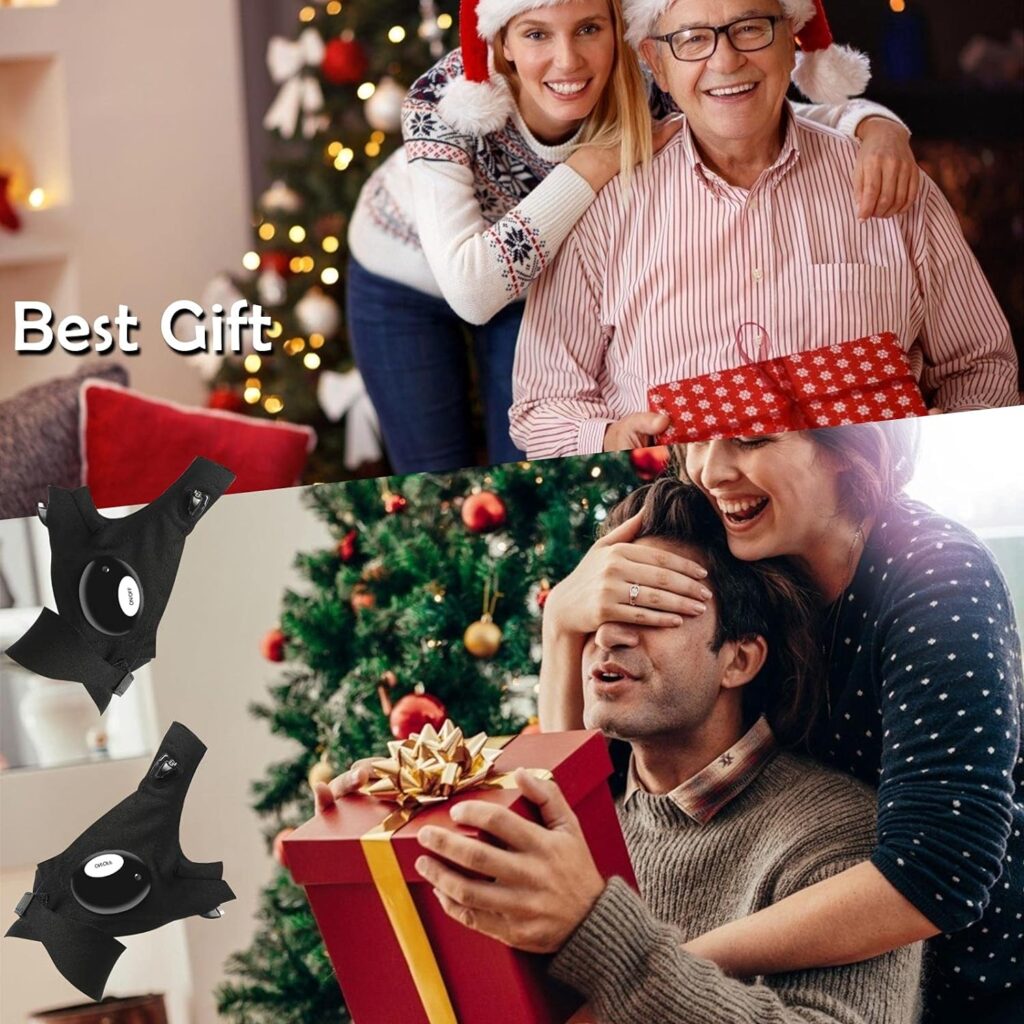 LED Flashlight Gloves, Gifts for Men Dad Him Boyfriend Husband, Cool Gadget Hands-Free Lights for Camping Fishing Repairing, Fathers Day Christmas Birthday Gift