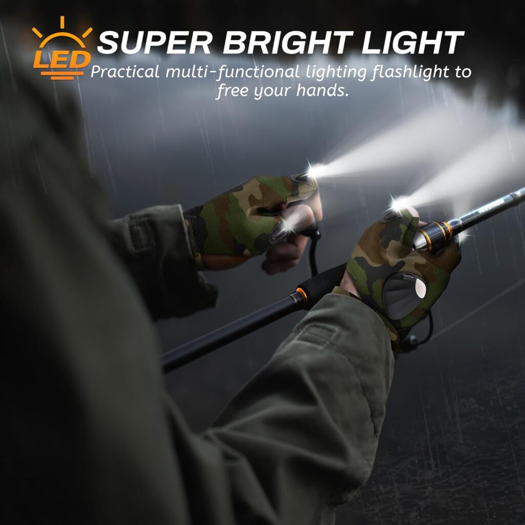 LED Rechargeable Flashlight Gloves Outdoor Fishing Gloves Tools Glove Lights Finger Unique Cool Gadgets Gifts Idea  Valentines Day Gifts Stocking Stuffers for Men, Him, Dad, Father, Husband