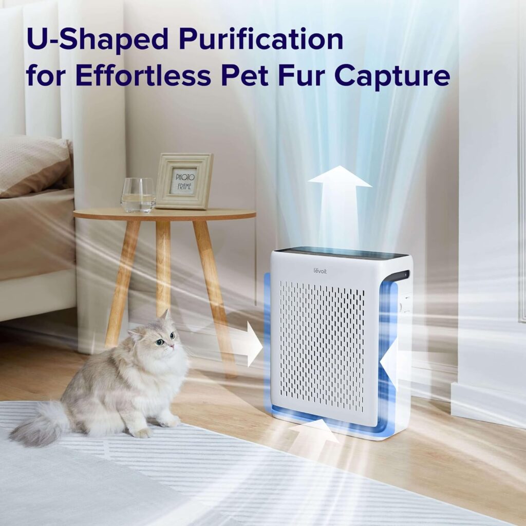 LEVOIT Air Purifiers for Home Large Room Bedroom Up to 1110 Ft² with Air Quality and Light Sensors, Smart WiFi, Washable Filters, HEPA Sleep Mode for Pets, Allergies, Dust, Pollon, Vital 100S-P, White