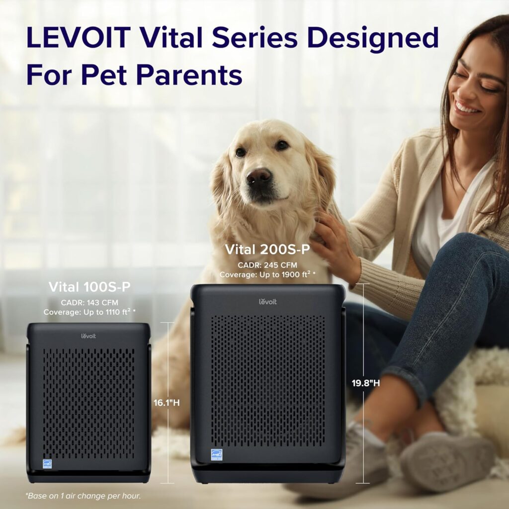 LEVOIT Air Purifiers for Home Large Room Bedroom Up to 1110 Ft² with Air Quality and Light Sensors, Smart WiFi, Washable Filters, HEPA Sleep Mode for Pets, Allergies, Dust, Pollon, Vital 100S-P, White