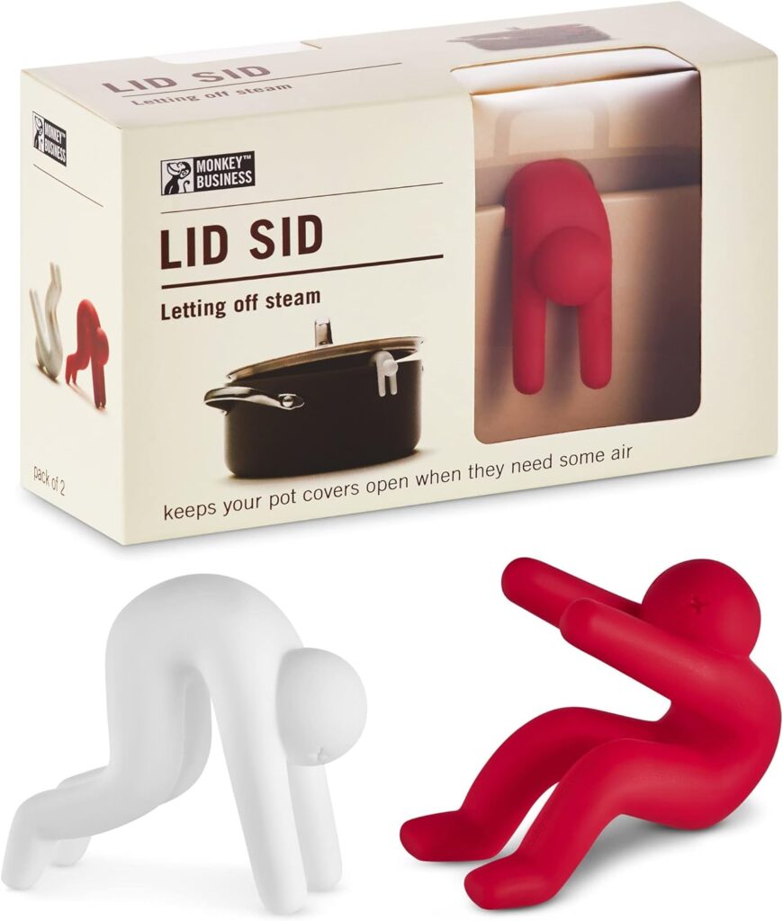 Lid Sid: Pot Lid Lifter | Pot Lid Holder that Keeps Pot from Boiling over | Helpful Kitchen Gadget to Reduce Soups and Stews | Cool Kitchen Gadgets  Cute Kitchen Accessories | by Monkey Business