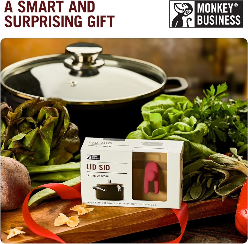 Lid Sid: Pot Lid Lifter | Pot Lid Holder that Keeps Pot from Boiling over | Helpful Kitchen Gadget to Reduce Soups and Stews | Cool Kitchen Gadgets  Cute Kitchen Accessories | by Monkey Business