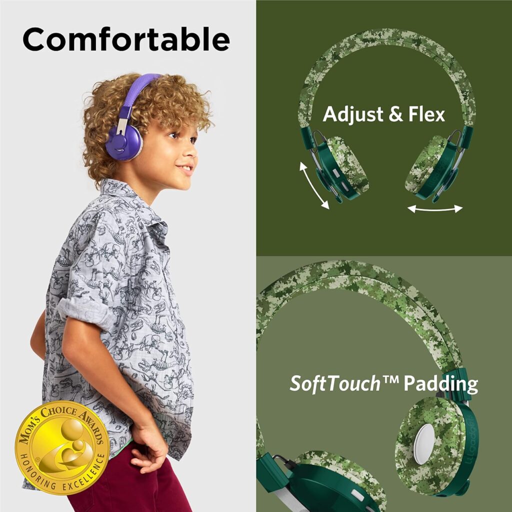 LilGadgets Untangled Pro Kids Headphones Wireless Headphones for Kids, On-Ear Bluetooth with Built-in Microphone, No More Tangled Wires, Kids Headphones Bluetooth for School, Blue