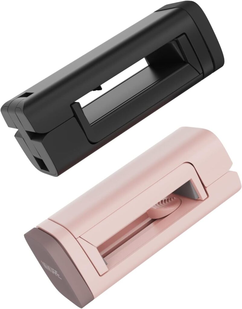 MiiKARE 2 Pack Airplane Travel Essentials Phone Holder/ Stand (Black+Pink), Universal Handsfree Phone Mount for Flying with 360 Degree Rotation, Travel Must Haves Accessory