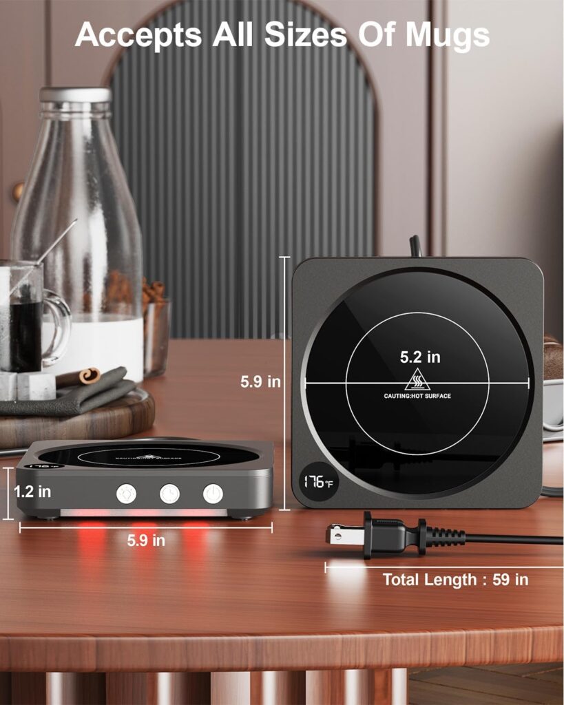 Mug Warmer - 36W Coffee Mug Warmer for Desk with Temperature Display, 2-12Hrs Auto Shut Off, Smart Candle Warmer - Ideal Coffee Gifts Accessories Keep Beverages Coffee Warmer (Wood)