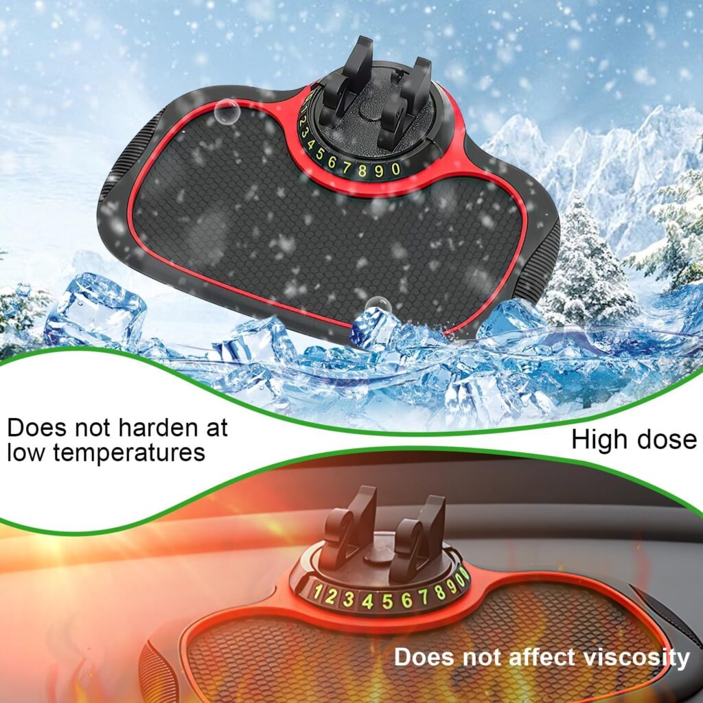 Multifunction Car Anti-Slip Mat Auto Phone Holder, Car Phone Mount Silicone Car Pad Mat, Universal Multifunction Car Dashboard Mat with Phone Holder for Phones, Keys, Gadgets