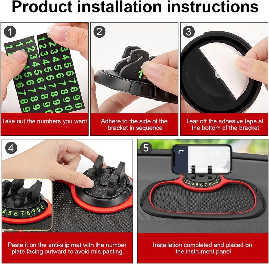 Multifunction Car Anti-Slip Mat Auto Phone Holder, Car Phone Mount Silicone Car Pad Mat, Universal Multifunction Car Dashboard Mat with Phone Holder for Phones, Keys, Gadgets