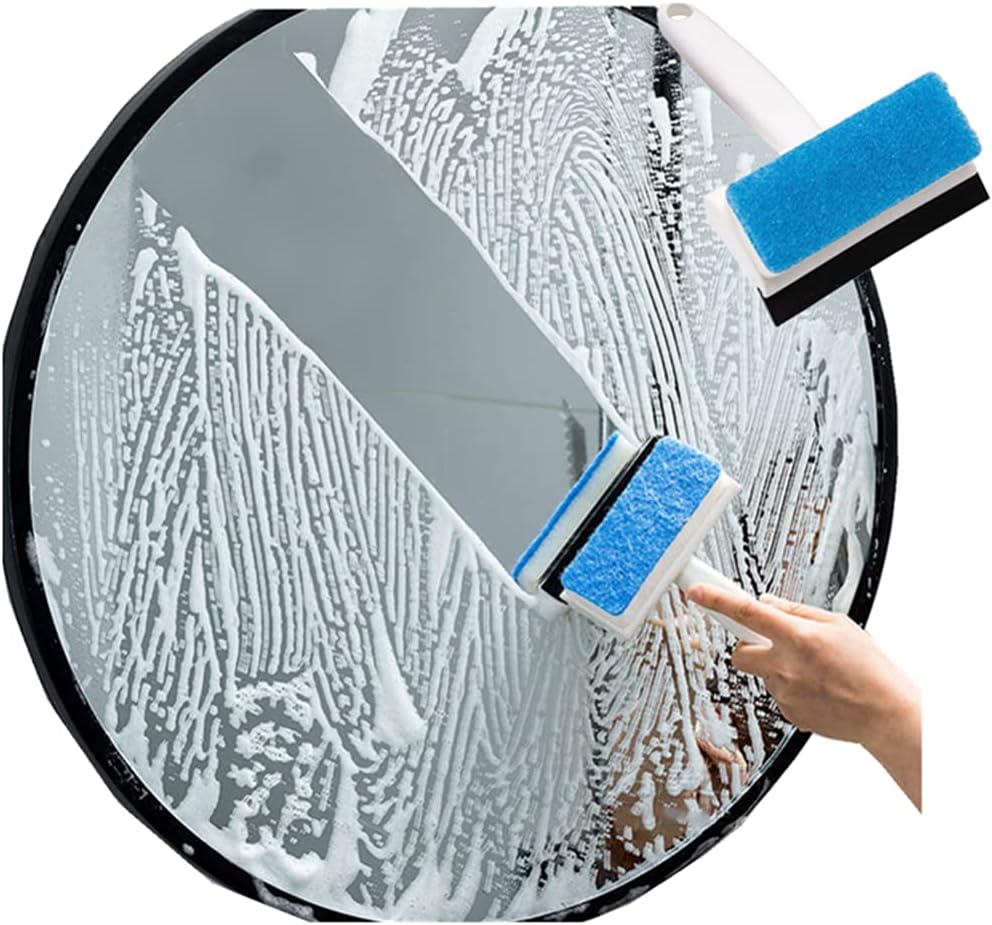 Multifunctional Double-Sided Glass Sponge Cleaning Brush Wiper Mirror Glass Tile Cleaning Brush Bathroom Squeegee(1pack)